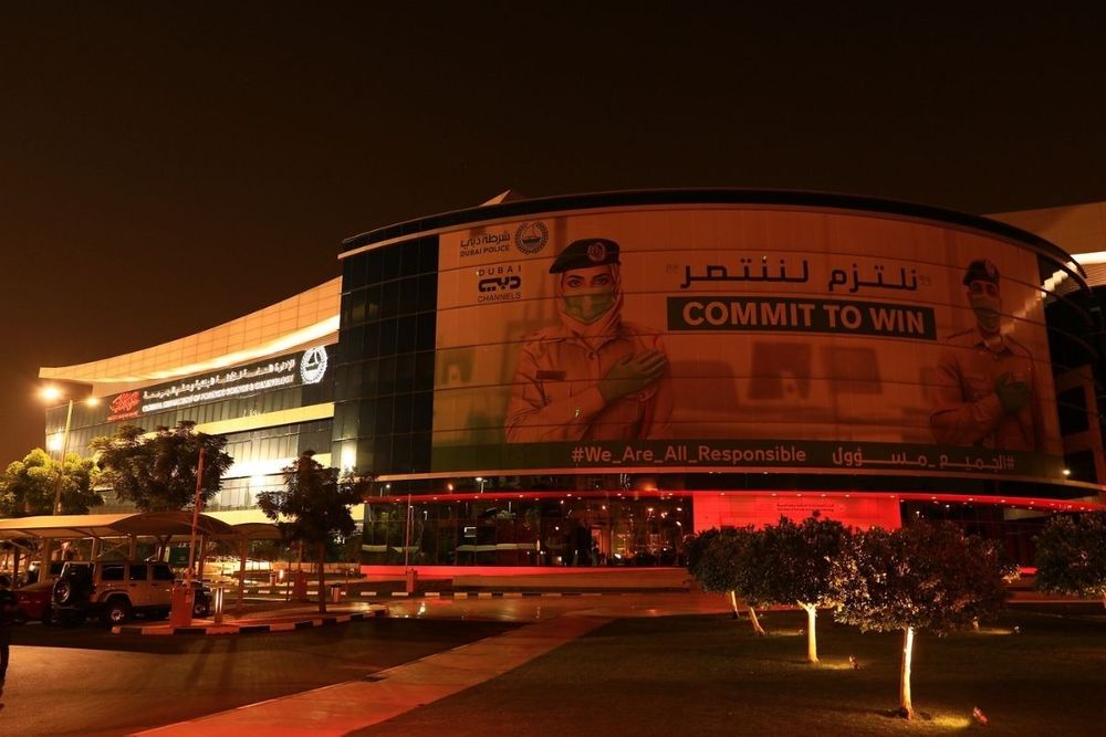 Dubai Police buildings glow Red for Hope Probe