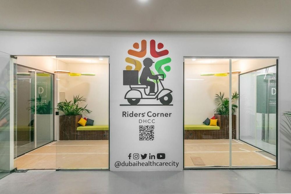Dedicated rest space at Dubai Healthcare City for food delivery riders
